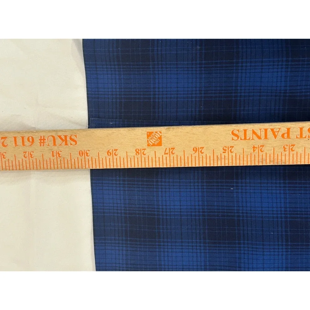 Banana Republic Men's Slim Fit Large Blue Plaid Pearl Snap Western Shirt
